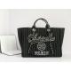 Large Custom Branded Bags Cotton Calfskin Chanel 2.55 Handbag Metalblack And White