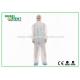 Protective White Non-Woven/SMS/PP+PE Disposable Use Coverall With Hood And Zip Closure For Lab