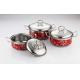 Mirror Finished Stainless Steel Cookware Sets Red Pot Wtih Metal Lid