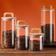 Elegant Square Glass Spice Jar Bamboo Lid Large Capacity Modern Home Kitchen Storage jar