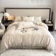 All-Season White Silk Queen King Size Bedding Set with Handmade Embroidery Lace Side