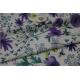 Digital Print PU Leather With Purple Flower Style For Light Coat , Raincoat