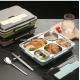 Dinnerware set for kids 5 compartments 304 stainless steel bento food box with spoon flanking buckle food carrier