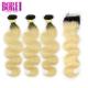 1b 613 Blonde Weave Hair Extensions , Blonde Weave Human Hair With 4*4 Lace Closure
