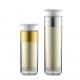 Small Lotion Airless Pump Bottles Twist Press 15ml Round Matt Gold