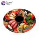 5 compartments round shape disposable colorful plastic food tray with lid