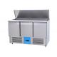 Slim Saladette Commercial 3 Door Pizza Preparation Counter with LED Light