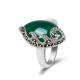 Thail Sterling Silver with Green Agate and Marcasite Ring (R121403)