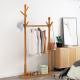 Multifunctional Bamboo Coat Wooden Clothes Hanger Stand Double Pole