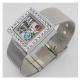 Mesh Belt Stainless Steel Glass Square Shape Floating Charm Living Lockets Bracelet GLB010