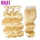 Brazilian 613 Blonde Human Hair Extensions With 4*4 Lace Closure Body Wave