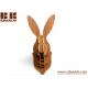 China suppliers Wood handmade rabbit head wall decoration custom wooden
