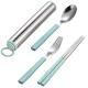 21*3.2cm 4PCS Mint Green Kitchen Flatware Sets Chopsticks With Fork And Spoon