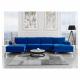Velvet Chaise Modular Sectional Sofa Anti Abrasion Dark Blue Color
