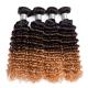 100% Natural Deep Wave Double Weft Brazilian Remy Hair Bundles Vendor with Ombre Color