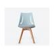 Curved Back Nordic Style Dining Chair , Leather Wood Dining Chairs