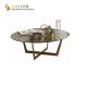 1m length Round Marble Movable Coffee Table With Stainless Steel Legs
