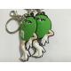 Mini 3D Double-sided M Beans Shape Rubber Soft PVC Keychains In Green Color For Promotion Gift