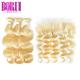 clean 613 Blonde Human Hair Extensions Peruvian Soft Smooth Dyed Bleach Body Wave