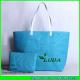 LUDA blue handbags wholesale large paper straw handbags with outside pocket