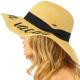 Printed Logo Fun Verbiage Wide Brim Floppy Beach Hat , 4 Summer Straw Hats Women