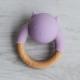 FDA Silicone Baby Wooden Teething Ring Rattle Ball Wooden Animal Teether
