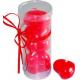 4pk Red unscented floating candle with heart shape packed into clear gift box