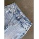 99% Cotton 1% Elastane Light Blue Ripped Jeans Womens High Waisted