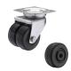 2 Inch 50mm Twin Wheel Castor Trolley Wheels Industrial Light Duty Black Rubber Swivel Plate
