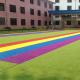 Anti UV Safe Park Colorful Artificial Grass / Rainbow Runway Laying Artificial Lawn