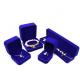 Blue Flocked Jewelry Velvet Box Bracelet / Ring Glossy Varnishing Gift Boxes