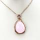 18K Rose Gold Plated 925 Silver Pear Shaped Pink Cubic Zirconia Pendant (PSJ0171)