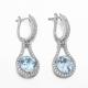 English Lock Blue Topaz Dangle Earrings White Gold 4.0g