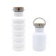 550ml Portable Silicone Water Bottle Collapsible With Wooden Lid