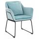 Blue Modern Accent Chairs Living Room With Lumbar Support And Black Steel Leg