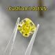 A Big Carats Cushion Shaped Yellow Lab Grown Diamonds IGI Certified Polished Synthetic Diamond