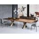 Wood Top Steel Brass Leg Luxury 8-Seater Dining Table Set Modern Style Dining Room Furniture
