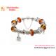 Fashion European Silver Plated Charm Beads Bracelet Jewelry amber colour silver