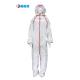 White Non Woven Protective Clothing , Durable Disposable Hooded Coveralls