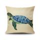 Sea Life Decorative Throw Pillow Covers 18"x 18" , Faux Linen Coastal Turtle
