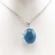 925 Silver Pendant Necklace with  Oval Dome Blue Topaz Cubic Zircon  (P40)