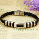 Tagor Stainless Steel Jewelry Super Fashion Silicone Leather Bracelet Bangle TYSR059