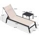 Outdoor Lounge Chair Set Aluminum Patio Chaise Lounger Side Table and Pillow Outside Pool Beach Sunbathing Tann