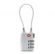 Cable zinc alloy TSA travel lock& Fashion Design  silvery Tsa Luggage Lock& 63g Tsa Bag Number Lock
