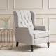 Tufted Fabric Arm Chair Recliner Beige Fabric Accent Chair For Living Room