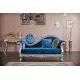 XY B024 Silver Blue French Antique Luxury Chaise Lounge Wood Carved