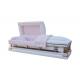 White Shaded Metal Casket Silver Rose Copper With Pink Velvet Interior And Square Corner