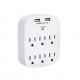 Wall Power Socket And Wall Tap One Input 6 Outlet 2 USB Surge  UL cUL passed