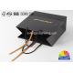 Ribbon Decoration Luxury Black Gift Paper Bags With Logo Hot Gold Stamping