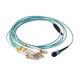 8 Cores MTP / MPO 10G Fiber Patch Cord OM3 Type Customized Length Aqua Color